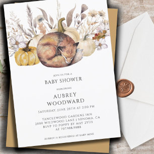 Convites Floresta Cura Fox Pumpkins Outono