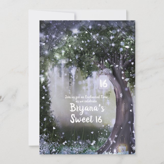 Convites Floresta de Amor Enfeitiçada de Lavanda Fantasia D (Frente)