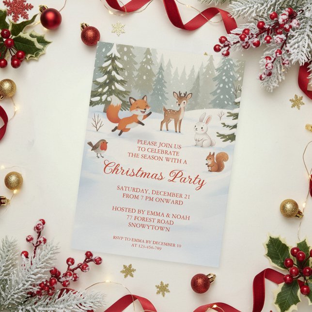 Convites Floresta de Animais de Madeira de Natal (Criador carregado)