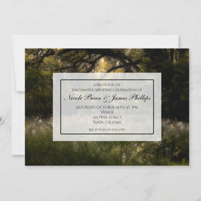 Convites Floresta de Árvore de Casamento Floral Rústica Enc (Frente)