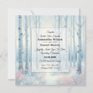 Convites Floresta de Bétula Azul Congelada Casamento