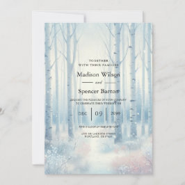 Convites Floresta de Bétula Azul Geada Casamento