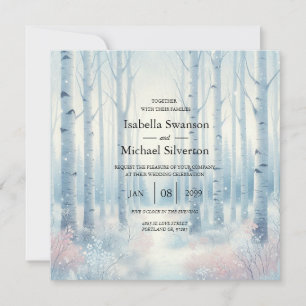 Convites Floresta de Bétula Azul Geada Casamento