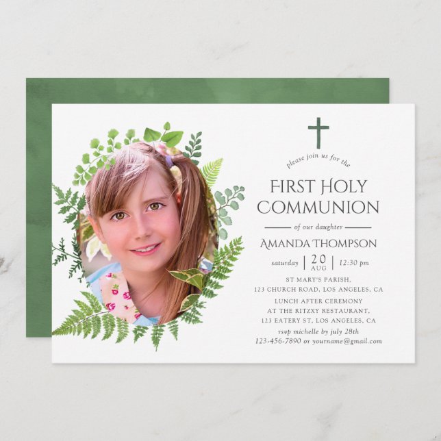 Convites Floresta de Cadeias Verde Primeira Comunidade Sant (Frente/Verso)