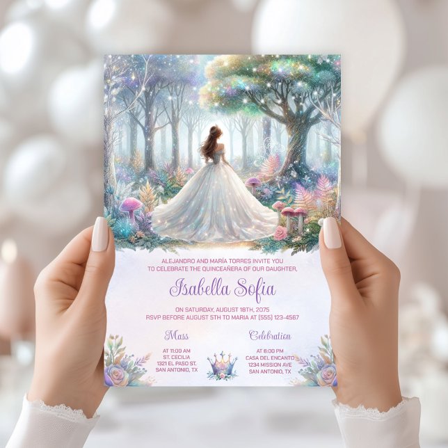 Convites Floresta de Contos de Fadas Quinceañera (Enchanted forest invitation - you can change all of the text as needed for any event.)