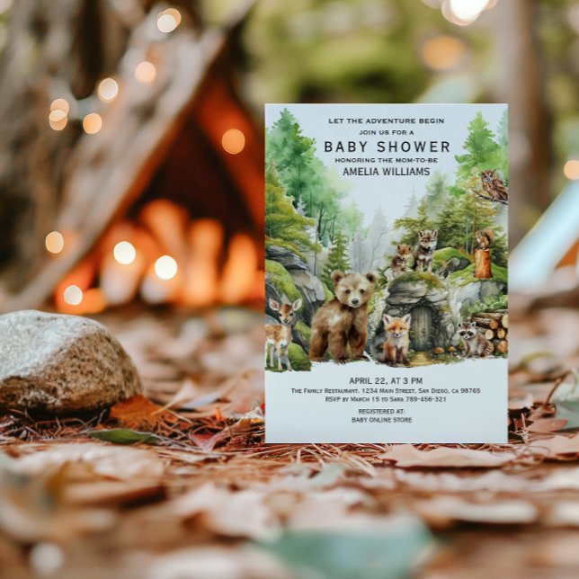 Convites Floresta de Floresta Aquarela Verde Whimetizada (Criador carregado)