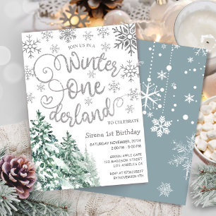 Convites Floresta de Inverno do Winter ONEderland 1º Aniver