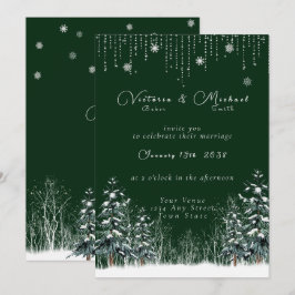Convites Floresta de Inverno Neve Pinheiros Casamento