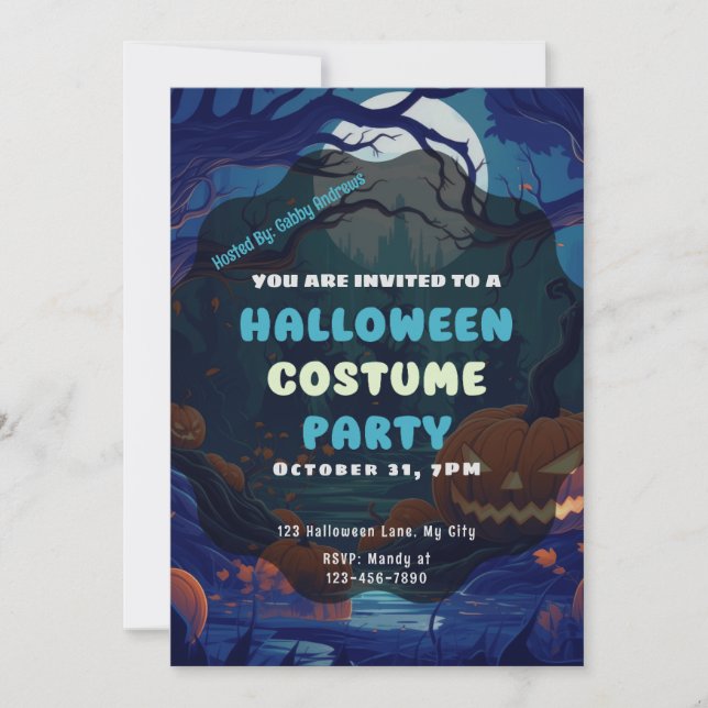 Convites Floresta de Lanternas de Jack-O no Dia das Bruxas  (Frente)