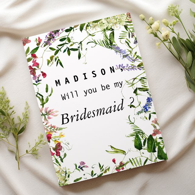 Convites Floresta de lavanda verde-rosa-verão, Bridesmaid (Summer pink green lavender mint floral Bridesmaid)