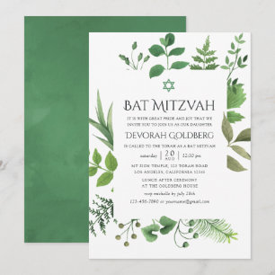 Convites Floresta de Madeira Verde Bat Mitzvah