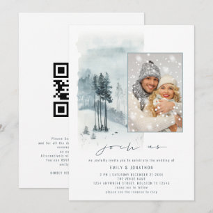 Convites Floresta de Neve Foto Junte-se a Nós Código QR Cas