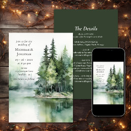 Convites Floresta de Woodland Rustic Lake em Um Casamento