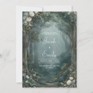 Convites Floresta Dourada Nebulosa Crisântemo Branco Casame