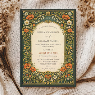 Convites Floresta Encantada Casamento Vintage Art Nouveau
