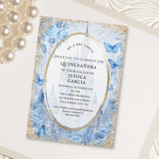 Convites Floresta Encantada de Contos de Fadas  Quinze Anos (Fairytale Enchanted Forest Castle Quinceañera Invitation)