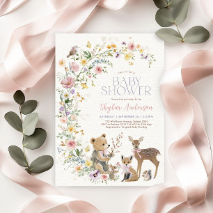 Convites Floresta Encantada de Flores Silvestres Baby Showe