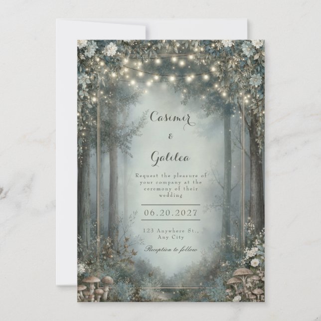 Convites Floresta Encantada de Madeira Bosque Casamento em  (Frente)