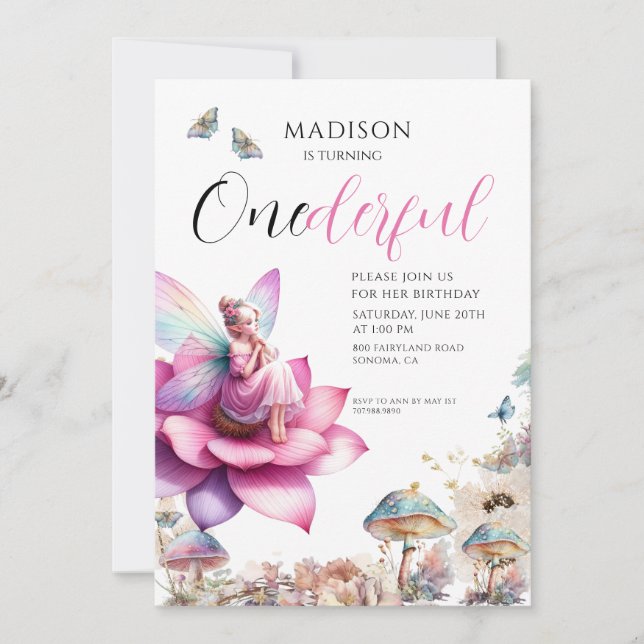 Convites Floresta Encantada de primeiro aniversario de Leit (Frente)