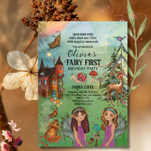 Convites Floresta Encantada Fada Primeiro Aniversário Mágic