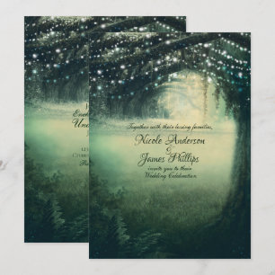 Convites Floresta Encantada Verde Luzes Azuis Casamento Rús