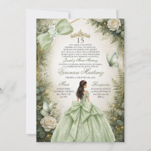 Convites Floresta Espanhola Verde Oliva Floral 15 Anos