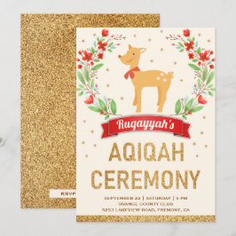 Convites Floresta Floral Dourado Menina Veado Aqiqah
