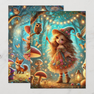 Convites Floresta Mágica de Bruxa Branca Imprimível