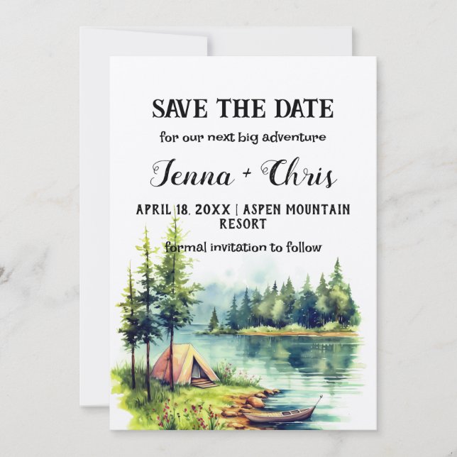 Convites Floresta Mínima Russa Canoa Salva a Data (Frente)