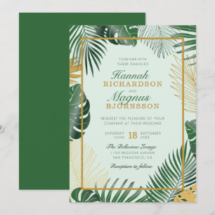 Convites Floresta Moderna Tropical Verde Deixa Casamento Mo