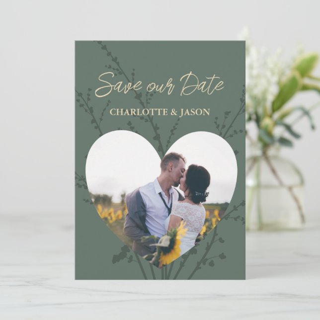 Convites Floresta Moderno Foto Quadro Salvar Data      (Em pé/Frente)