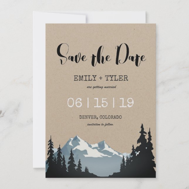 Convites Floresta Montanhosa Casamento Save The Date (Frente)