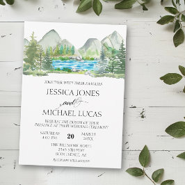 Convites Floresta Montanhosa Rio Aquarela Casamento Rústico
