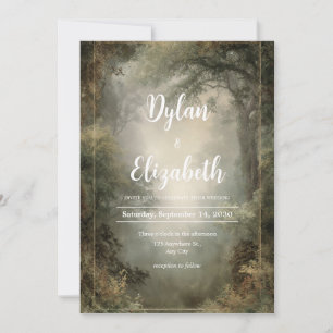 Convites Floresta Nebulosa Dourada Casamento Vintage da Flo
