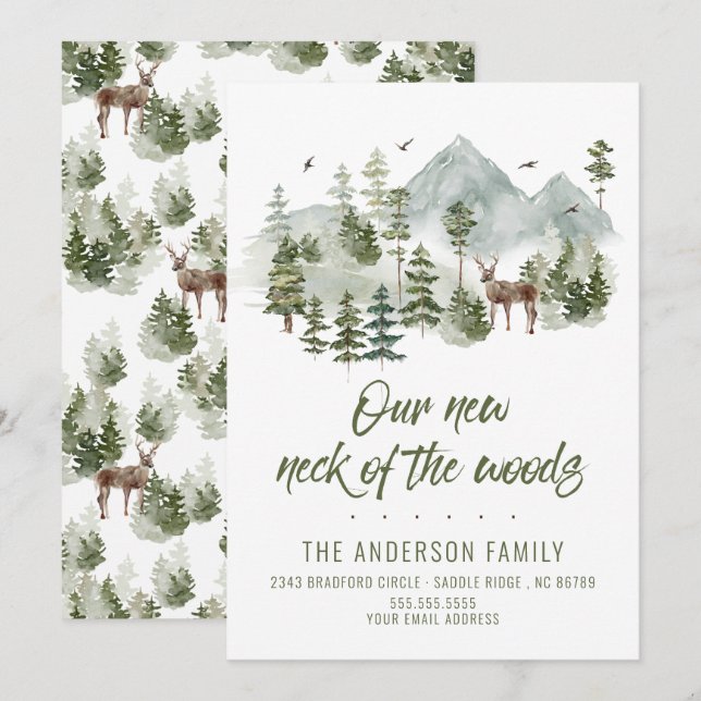 Convites Floresta Nosso Novo Pescoço das Árvores se Movendo (Frente/Verso)