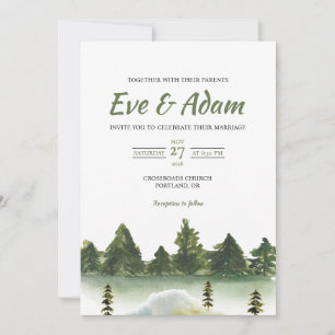 Convites Floresta Prado Pinheiro Boho Aquarela Casamento de