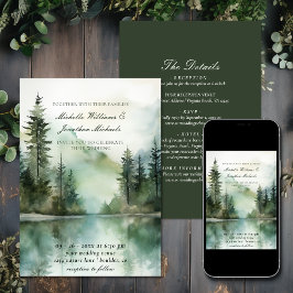 Convites Floresta Rustic Mountain Lake Todos em Um Casament