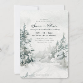 Convites Floresta | Snowy Winter Forest Watercolor