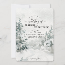 Convites Floresta | Snowy Winter Forest Watercolor Invitati