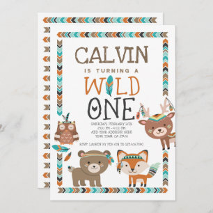 Convites Floresta tribal, a selvagem, primeiro aniversario
