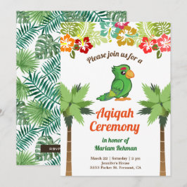 Convites Floresta Tropical da Selva Bebê Papagaio Aqiqah