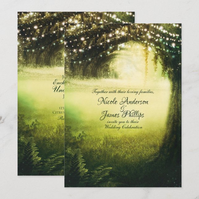 Convites Floresta Verde Brilhante e Casamento Russo das Luz (Frente/Verso)