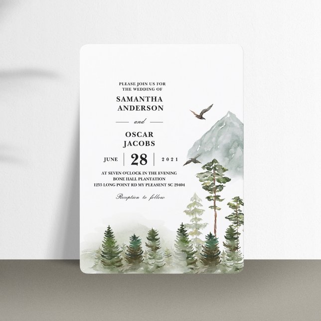 Convites Floresta Verde Moderna | Árvores Aquáticas (Criador carregado)