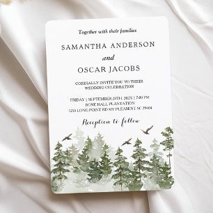 Convites Floresta Verde Moderna de Aquarela de inverno com
