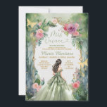 Convites Floresta Vestido Verde Flores Rosa 15 Mis Quince<br><div class="desc">Forest Sage Green Dress Pink Flowers 15 Mis Quince Convite Quinceañera 15 Anos,  16 Anos Aniversário Dourado Borboleta</div>