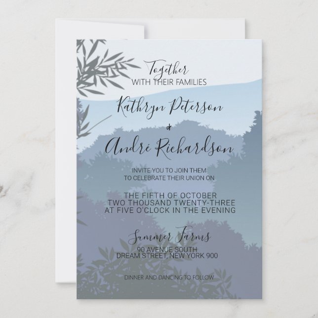 Convites Floresta Viagem de Aventura Azul (Frente)