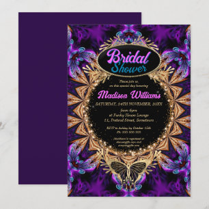 Convites Floresta Whimsso Princesa Chá de panela Roxo