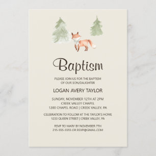 Convites Florestal Fox Baby Baptism