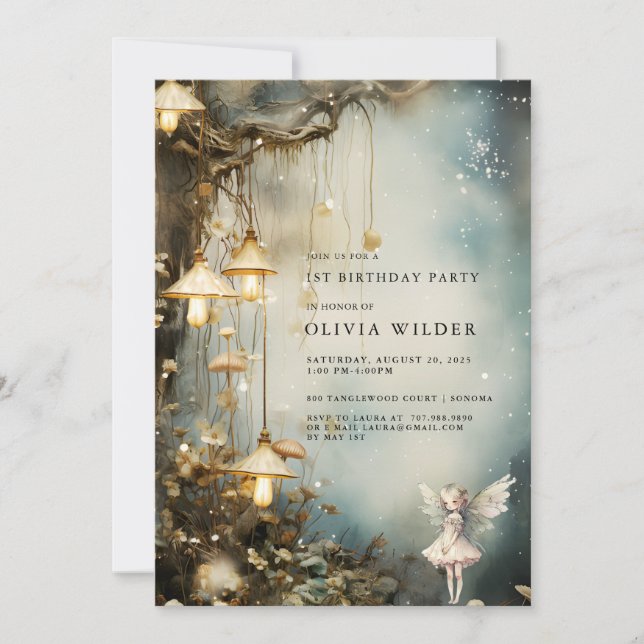 Convites Florestal primeiro aniversario Cogumelos (Frente)