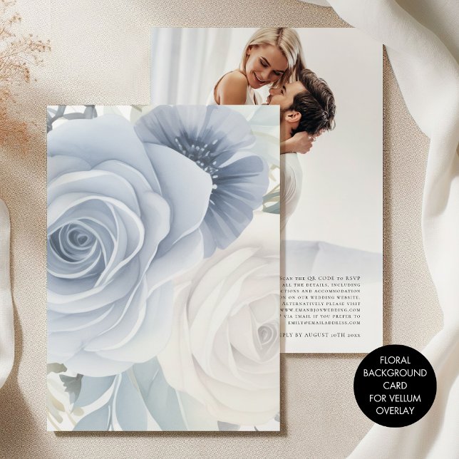 Convites Florestas Azuis Inclinadas Fundo para Casamento de (Front and back view)